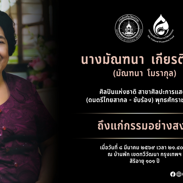 นางมัณฑนา เกียรติวงศ์ ศิลปินแห่งชาติ ถึงแก่กรรม