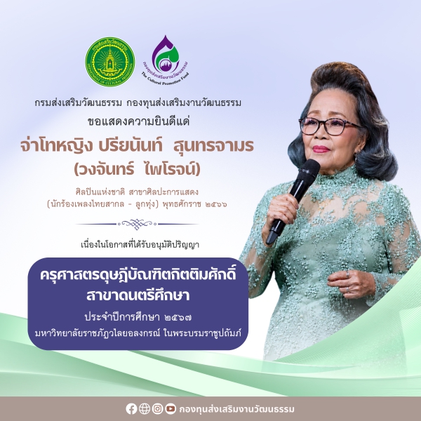 จ่าโทหญิง ปรียนันท์ สุนทรจามร ได้รับอนุมติปริญญาครุศาสตรดุษฎีบัณฑิตกิตติมศักดิ์ จากมหาวิทยาลัยราชภัฏวไลยอลงกรณ์ฯ